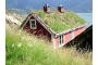 Norwegen: web rotes Haus mit Grasdach