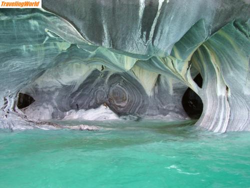 Chile: marmor / Marmorhöhle am Lago General Carrera