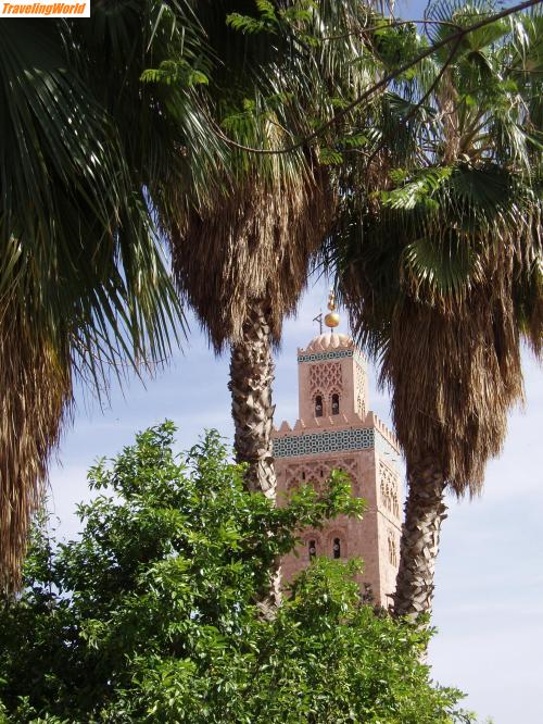 Marokko: P4130065 / Minarett der Koutoubia-Moschee in Marrakech