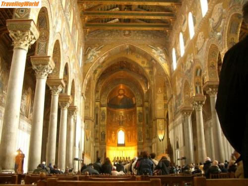 Italien: 109Palerm 13.03.06 098 / Goldmosaiken im Kirchenschiff