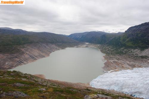 Norwegen: Svartisen002 / Austerdalsvatnet und Gletscher von oben
